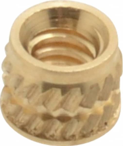 #4-40, 0.153" Small to 0.159" Large End Hole Diam, Brass Single Vane Tapered Hole Threaded Insert