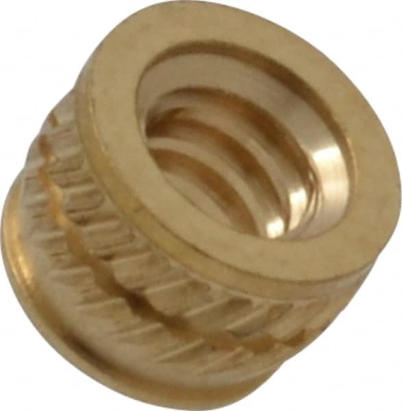 #6-32, 0.199" Small to 0.206" Large End Hole Diam, Brass Single Vane Tapered Hole Threaded Insert