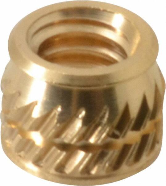 #8-32, 0.226" Small to 0.234" Large End Hole Diam, Brass Single Vane Tapered Hole Threaded Insert