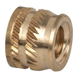 1/4-20, 0.349" Small to 0.363" Large End Hole Diam, Brass Single Vane Tapered Hole Threaded Insert
