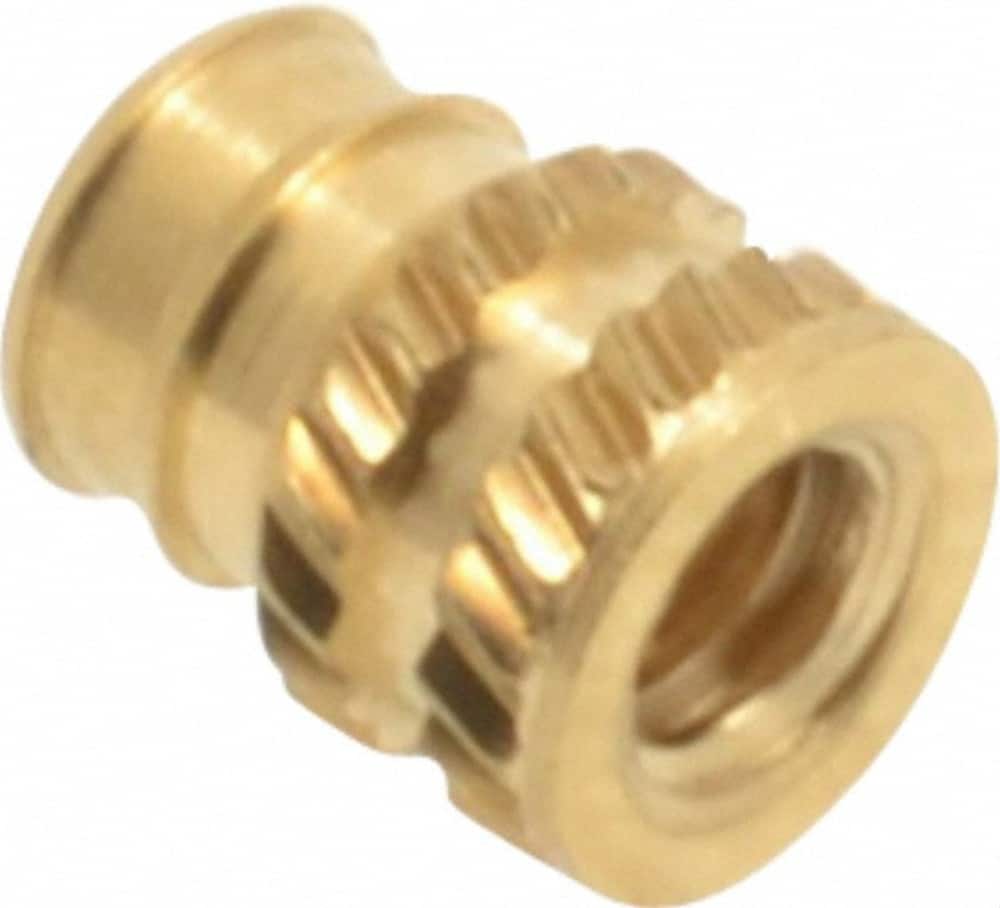 #4-40, 0.141" Small to 0.159" Large End Hole Diam, Brass Double Vane Tapered Hole Threaded Insert