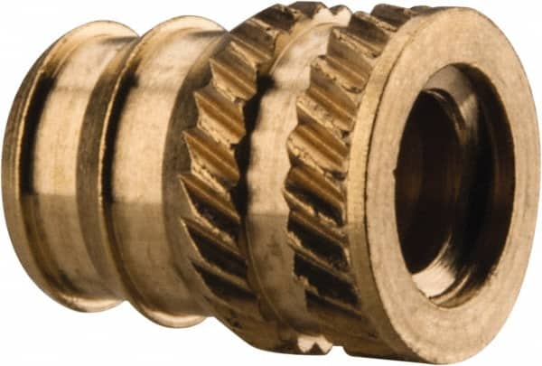 #10-24, 0.246" Small to 0.277" Large End Hole Diam, Brass Double Vane Tapered Hole Threaded Insert