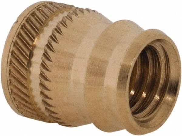 5/16-18, 0.401" Small to 0.448" Large End Hole Diam, Brass Double Vane Tapered Hole Threaded Insert