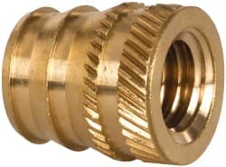 E-Z Lok DV-316-TH 3/8-16, 0.488" Small to 0.54" Large End Hole Diam, Brass Double Vane Tapered Hole Threaded Insert 