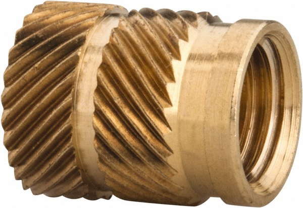 5/16 24 UNF, 0.403" Dia, Brass Unheaded Heat Installed Threaded Insert - 0.378" Hole, 1/2" OAL, 0.403" Head Dia