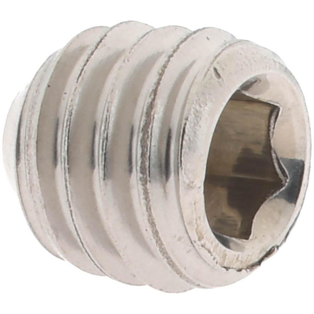 Set Screw: M5x0.8, 5.00 mm Overall Length, Cup Point, Stainless Steel, Grade 18-8 & Austenitic Grade A2 - Hex Drive, DIN 916