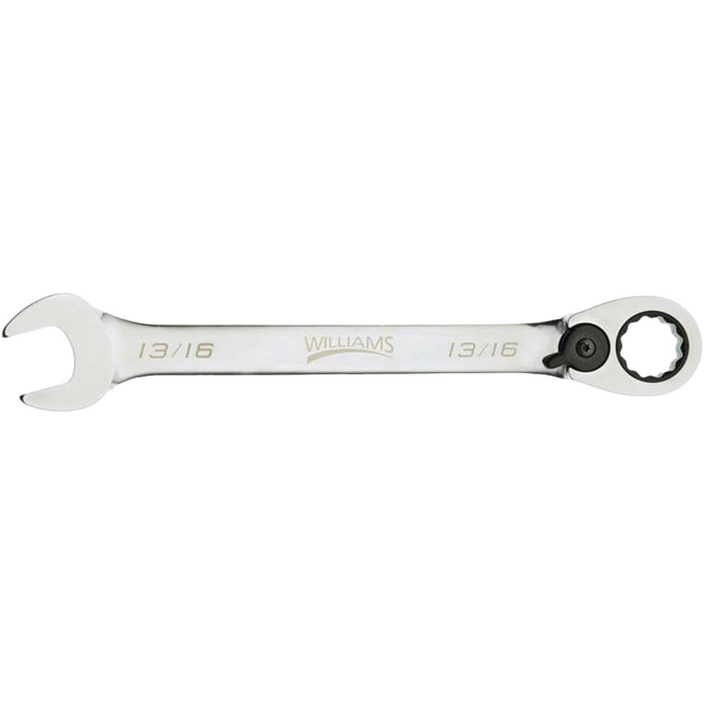 Combination Wrench: 9/16" Head Size, 15 deg Offset - 7-3/8" OAL, Polished Chrome Finish