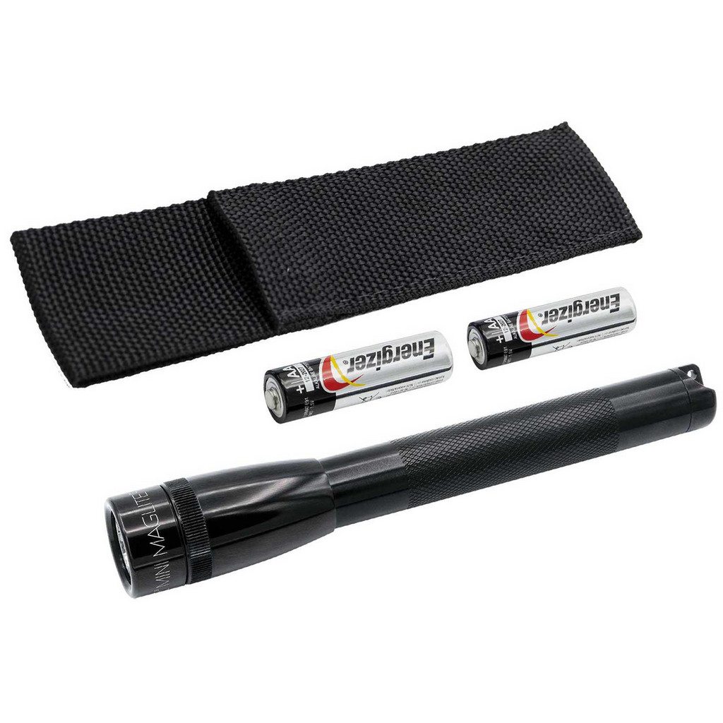 Mini Mag-Lite LED Mini Flashlight: White LED Bulb - Black, Aluminum, 2 AA Batteries Included | Part #SP2201H