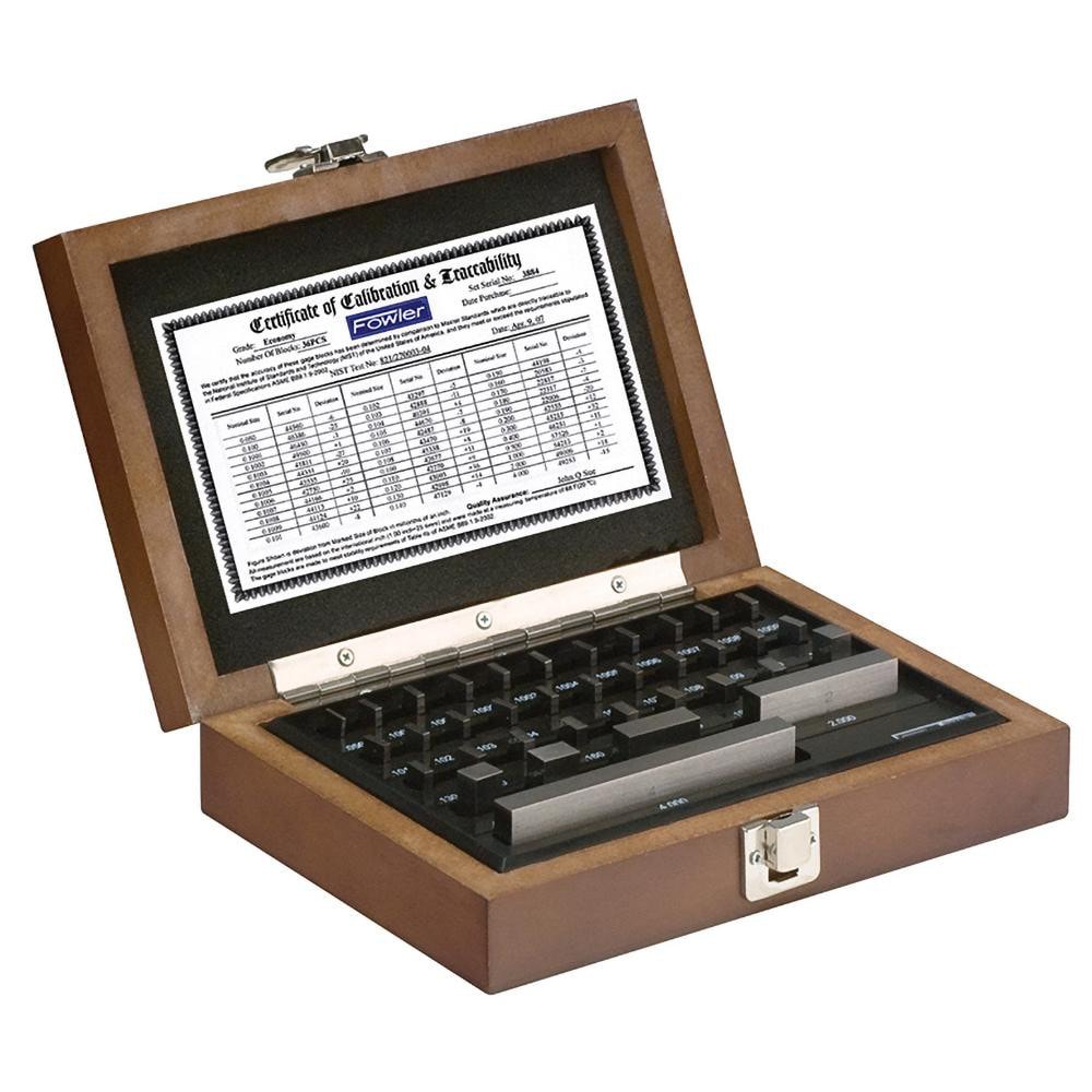 Gage Block Set: 0.05 to 4'' Range, 36 Pc, Economy Grade, Steel