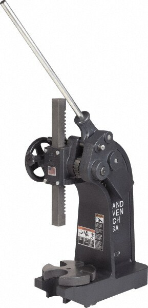 Pneumatic Arbor Press: 1-1/2" Ram, 7-3/4" Throat Depth, 6 Ton Pressure, 13-3/4" Max Work Height