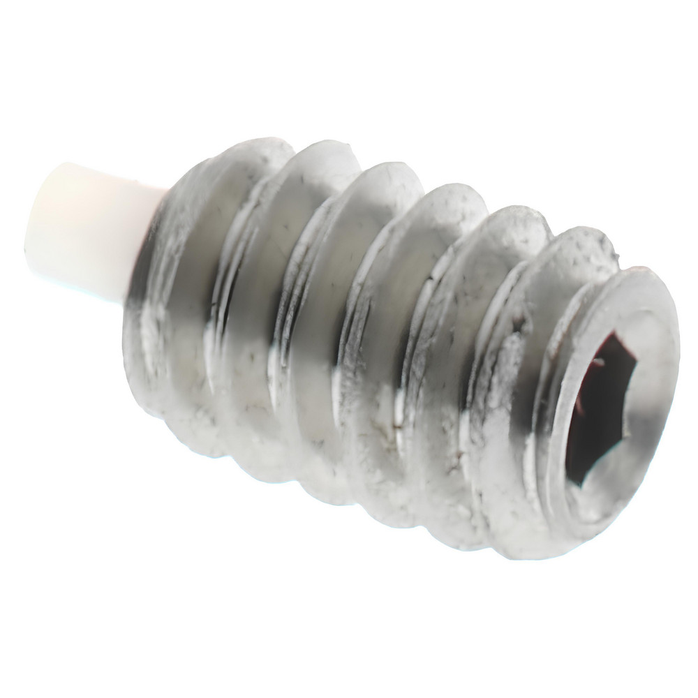 Set Screw: #2-56, 1/8" Length Under Head, Soft Tip Point, Stainless Steel, Grade 18-8 - Hex Drive, Nylon Tip