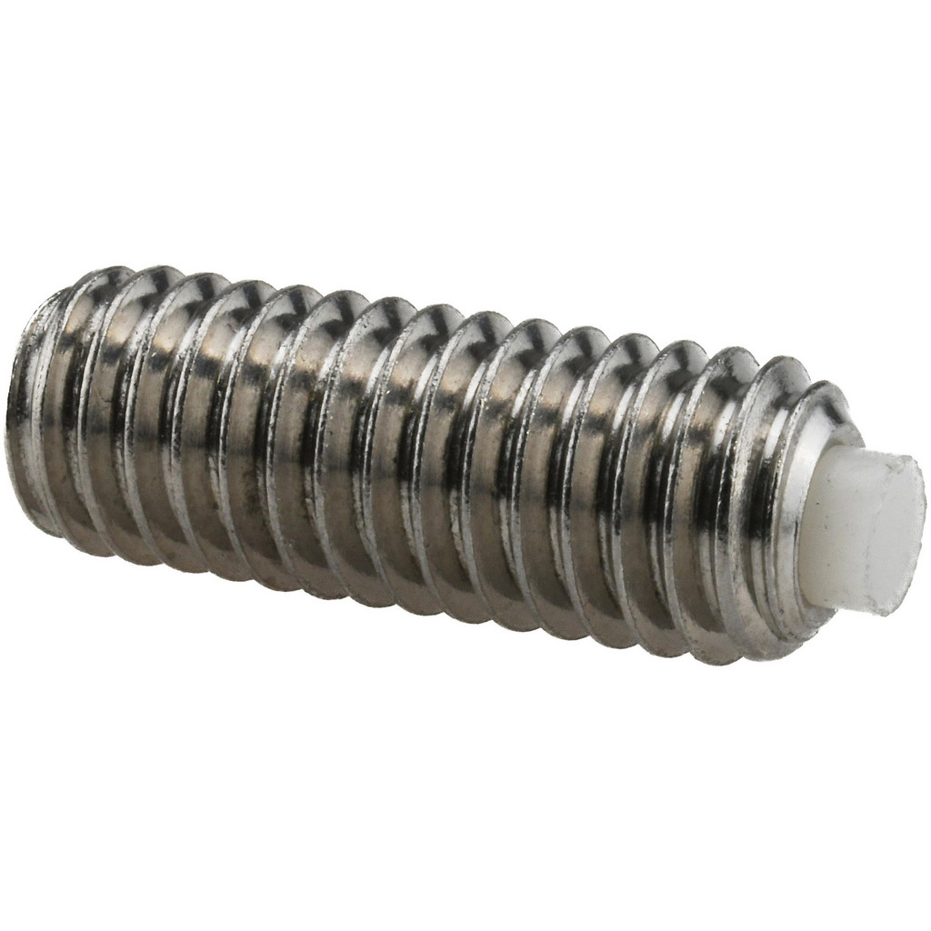 Made in USA | Value Collection Set Screw: 3/8-16, 1" Length Under Head, Soft Tip Point, Stainless Steel, Grade 18-8 - Hex Drive, Nylon Tip | 5-Pack