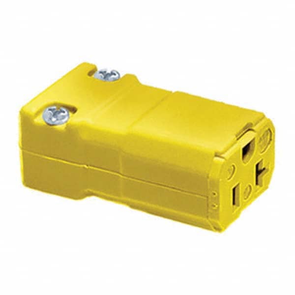 Hubbell Wiring Device-Kellems HBL5369VY Straight Blade Connector: Industrial, 5-20R, 125VAC, Yellow 