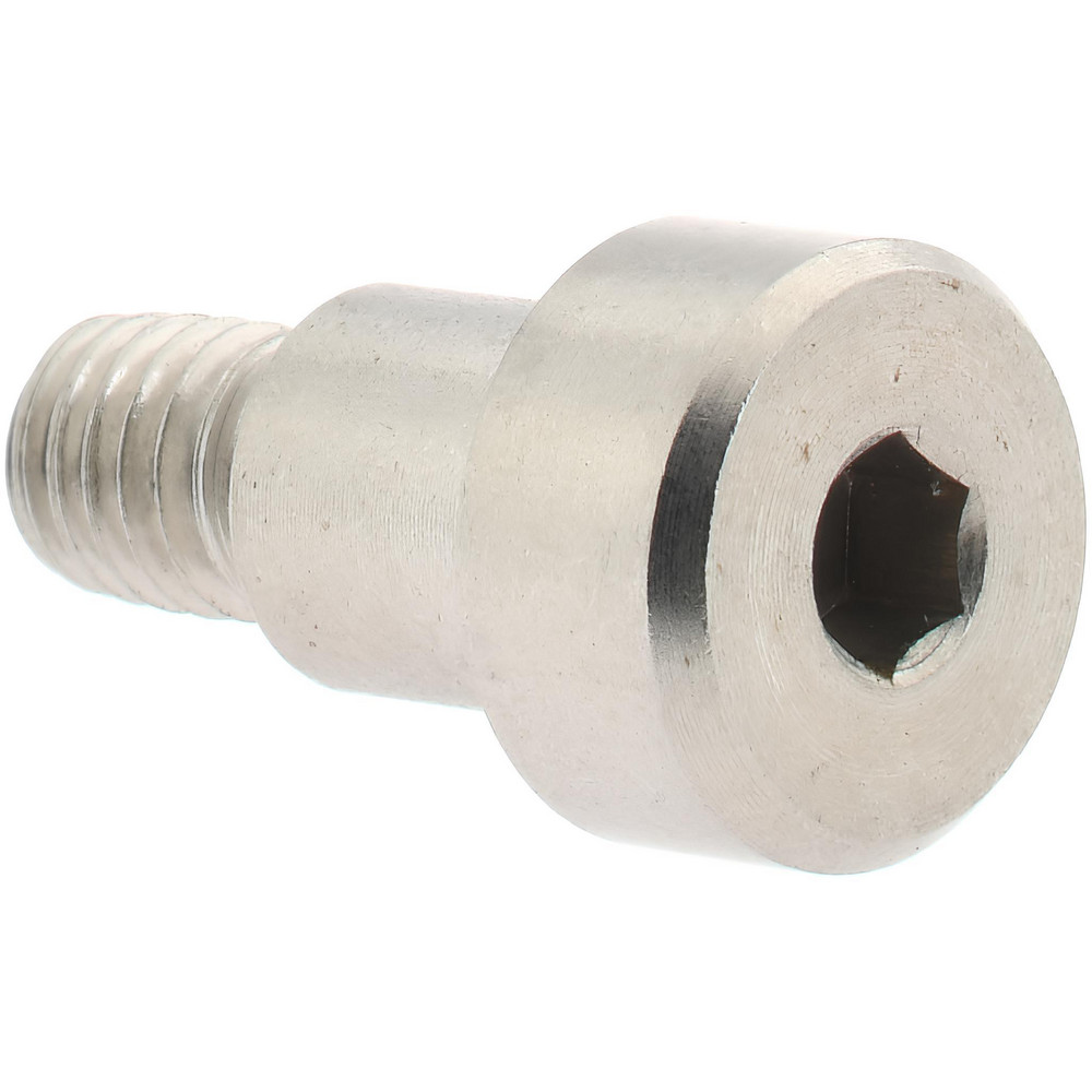Precision Shoulder Screw: 1/4" Shoulder Dia, 1/4" Shoulder Length, #10-32, 1/4" Thread Length, 18-8 & 303, Stainless Steel, Hex Socket - 3/8" Head Dia