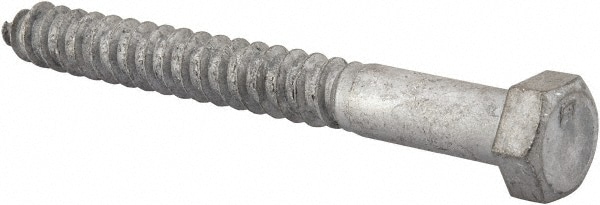 1/2" Screw, 5" Length Under Head, Steel, Hex Head Lag Screw