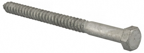 5/8" Screw, 8" Length Under Head, Steel, Hex Head Lag Screw