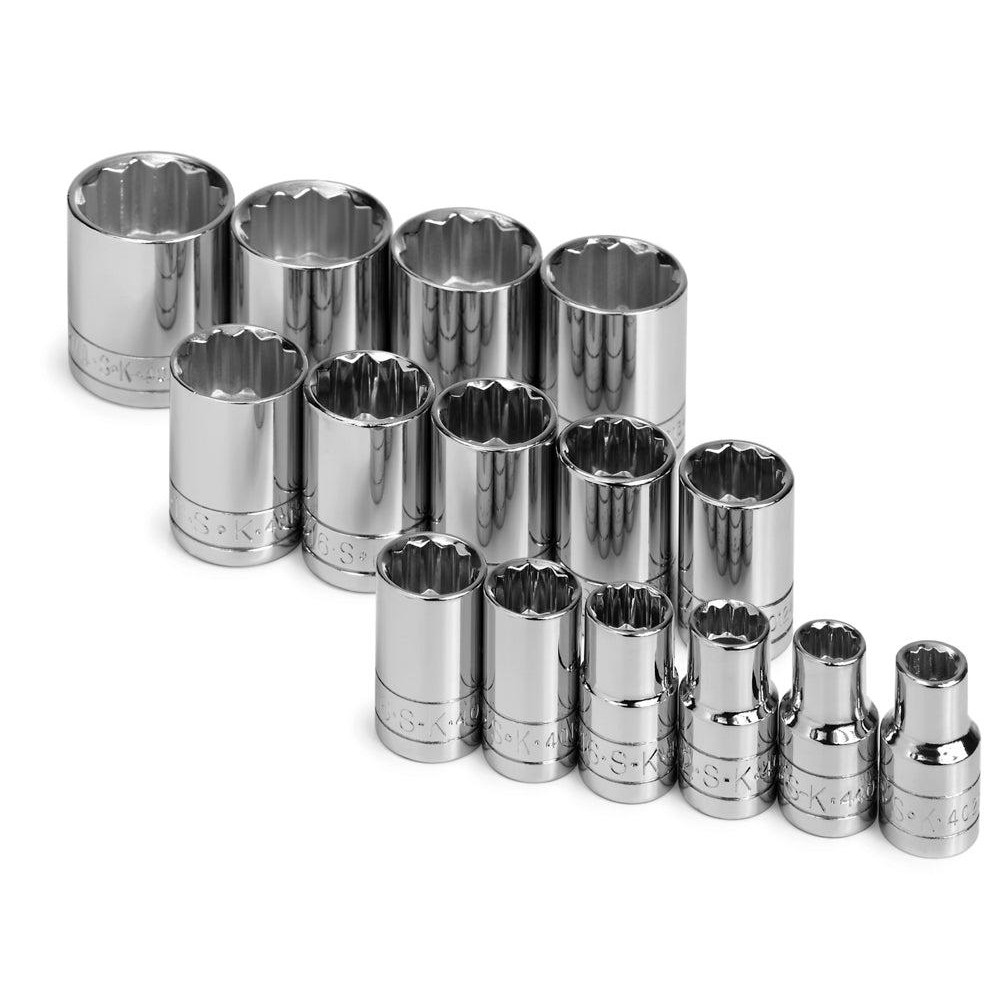 SK - Socket Set: Standard, 15 Pc, 1/2