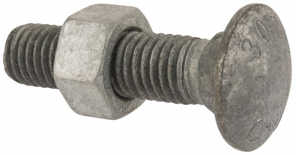 Carriage Bolt: 5/8-11, 2-1/2" Length Under Head, Square Neck
