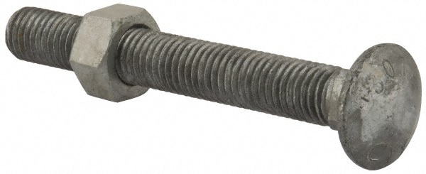 Carriage Bolt: 5/8-11, 5" Length Under Head, Square Neck