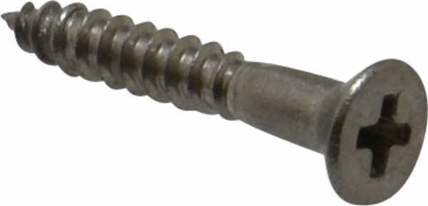 #4, 3/4" OAL, Phillips Drive, Flat Head Wood Screw - Stainless Steel, Grade 18-8