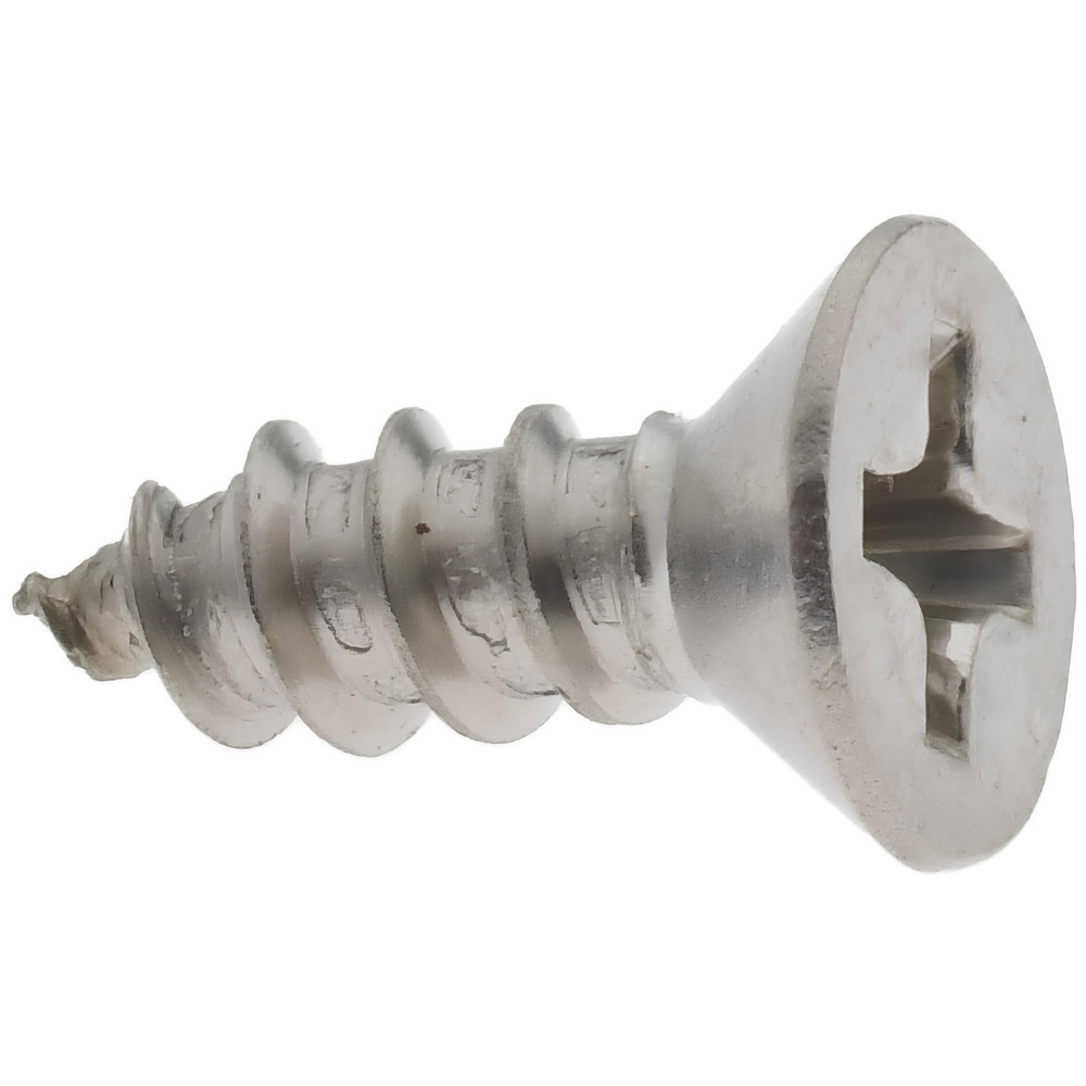#8, 1/2" OAL, Phillips Drive, Flat Head Wood Screw - Stainless Steel, Grade 18-8