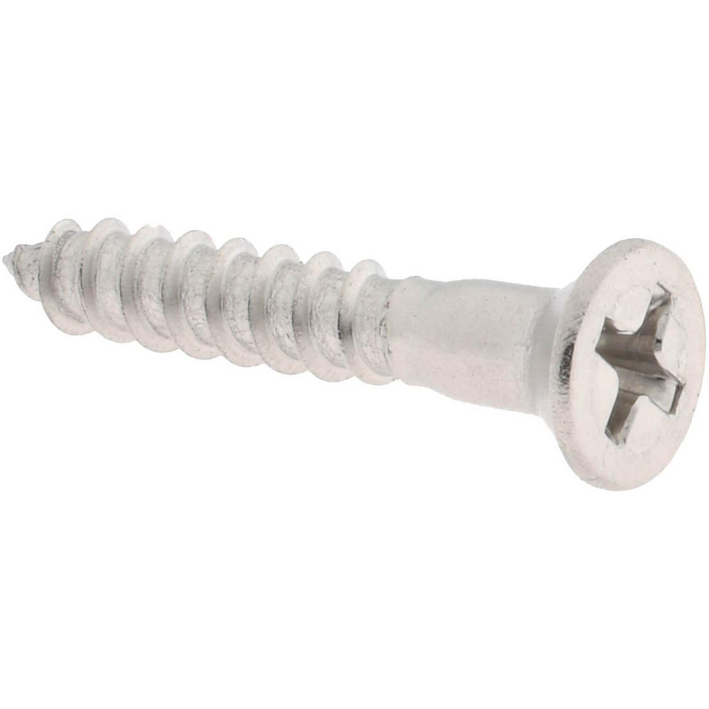 #8, 1" OAL, Phillips Drive, Flat Head Wood Screw - Stainless Steel, Grade 18-8