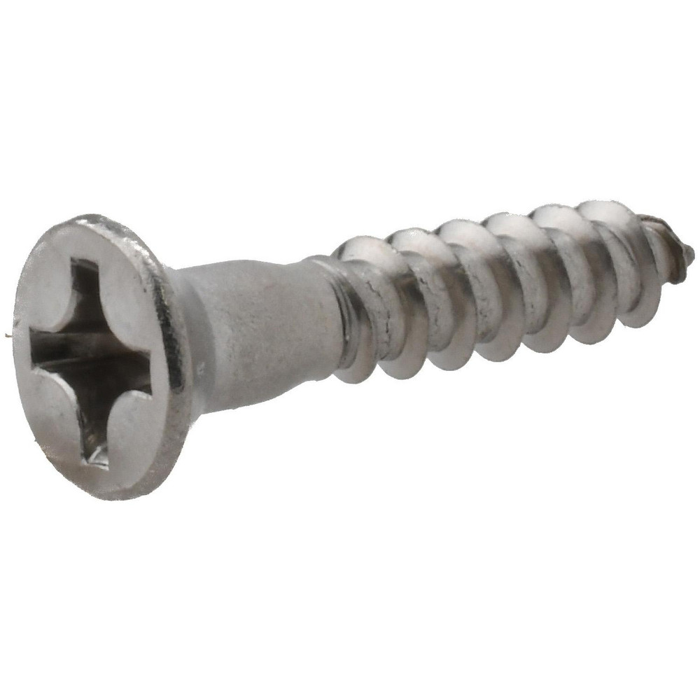 #10, 1" OAL, Phillips Drive, Flat Head Wood Screw - Stainless Steel, Grade 18-8