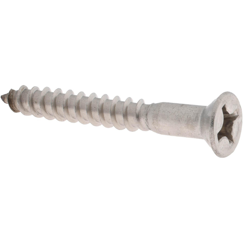 #10, 1-1/2" OAL, Phillips Drive, Flat Head Wood Screw - Stainless Steel, Grade 18-8