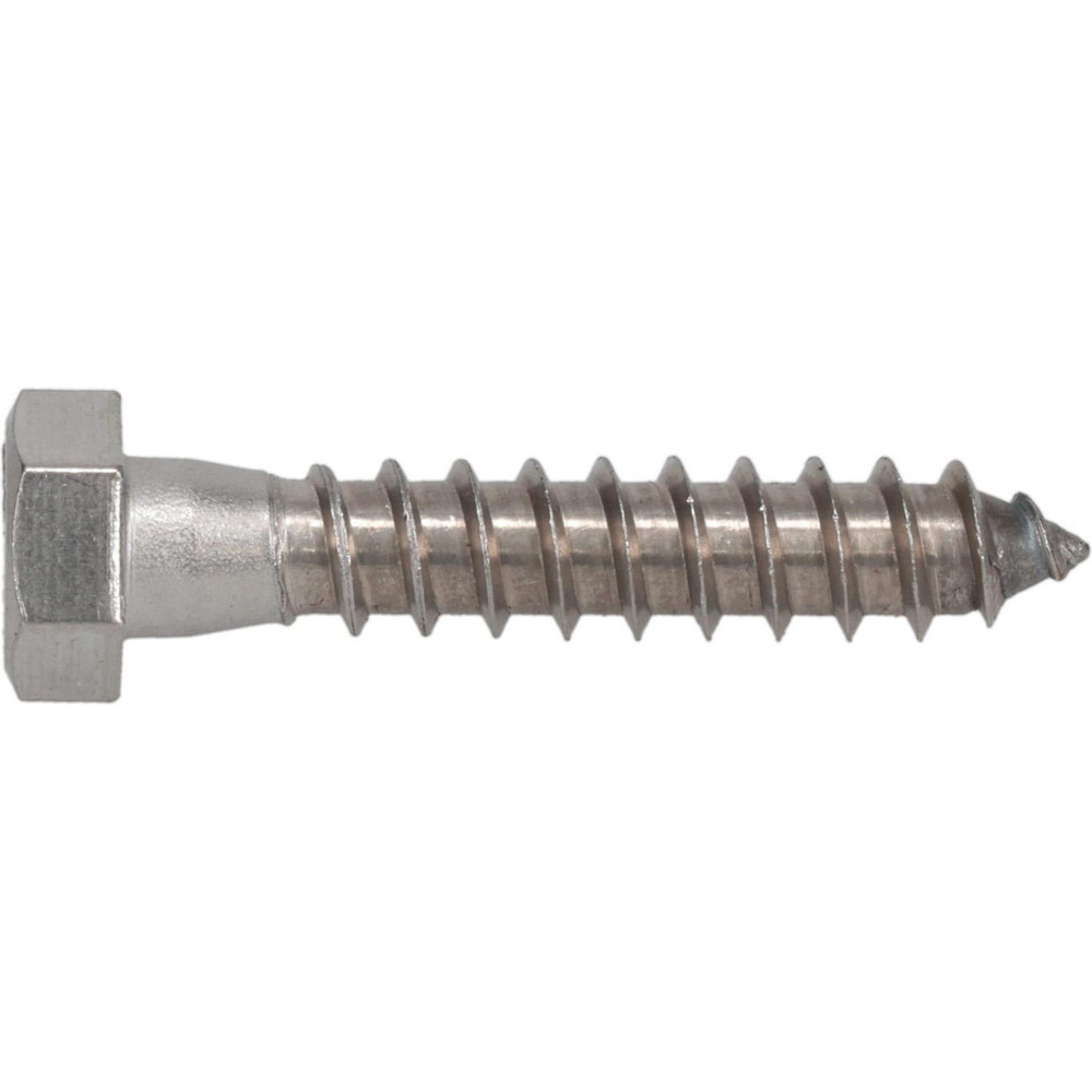 3/8" Screw, 2" Length Under Head, Stainless Steel, Hex Head Lag Screw - Grade 18-8, Uncoated