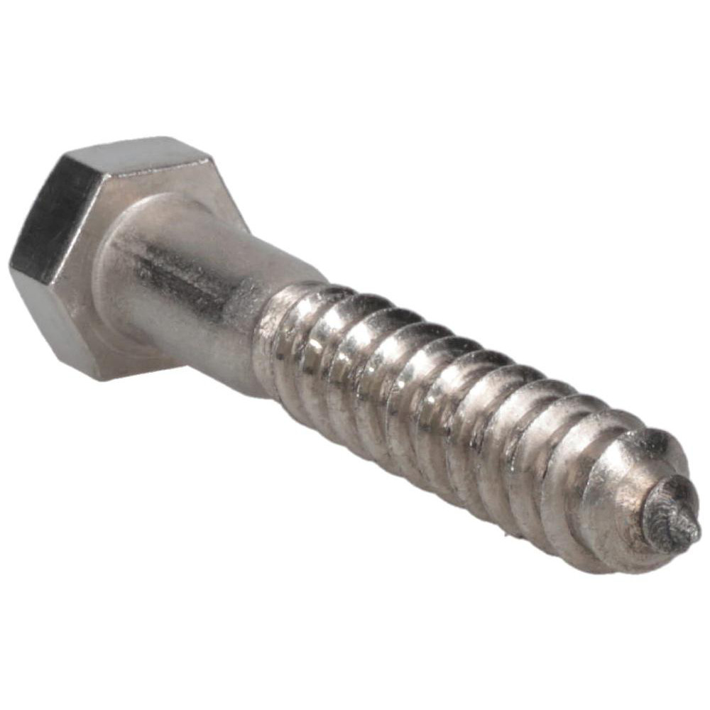 1/2" Screw, 3" Length Under Head, Stainless Steel, Hex Head Lag Screw - Grade 18-8, Uncoated