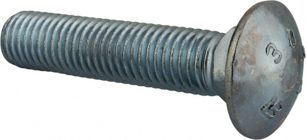 Carriage Bolt: 5/8-11, 3" Length Under Head, Square Neck