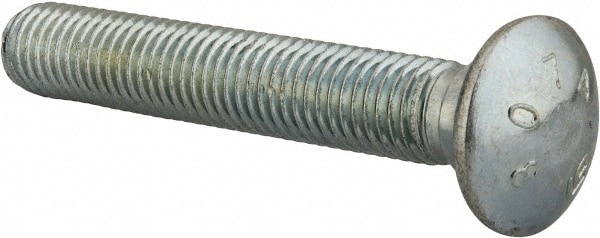 Carriage Bolt: 5/8-11, 4" Length Under Head, Square Neck