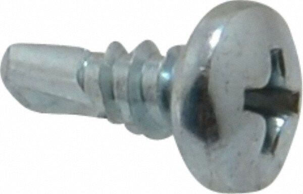 #10, Pan Head, Phillips Drive, 1/2" Length Under Head, #2 Point, Self Drilling Screw
