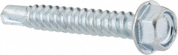 #12, Hex Washer Head, Hex Drive, 1-1/2" Length Under Head, #3 Point, Self Drilling Screw