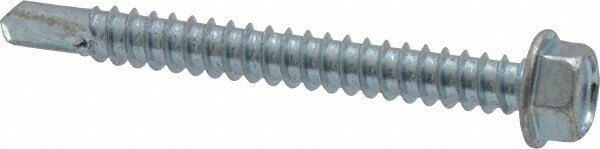 #12, Hex Washer Head, Hex Drive, 2" Length Under Head, #3 Point, Self Drilling Screw
