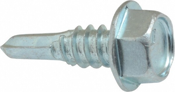 1/4", Hex Washer Head, Hex Drive, 3/4" Length Under Head, #3 Point, Self Drilling Screw