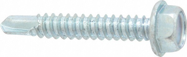 1/4", Hex Washer Head, Hex Drive, 1-1/2" Length Under Head, #3 Point, Self Drilling Screw