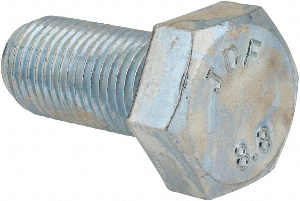 Hex Head Cap Screw: M14 x 1.50 x 30 mm, Grade 8.8 Steel, Zinc-Plated