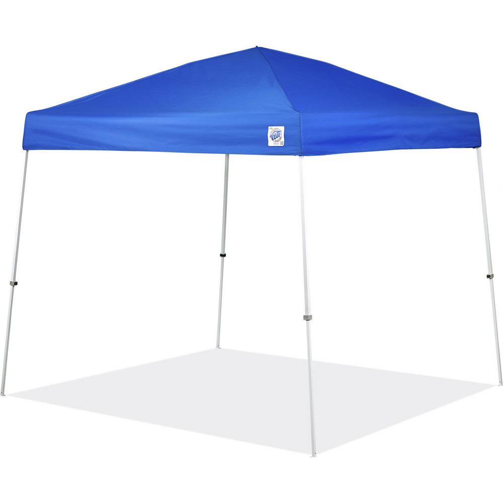 Canopy: 10 x 10', 109" Center Height, 73" Side Height - Royal Blue Polyester Covering, White Steel Frame