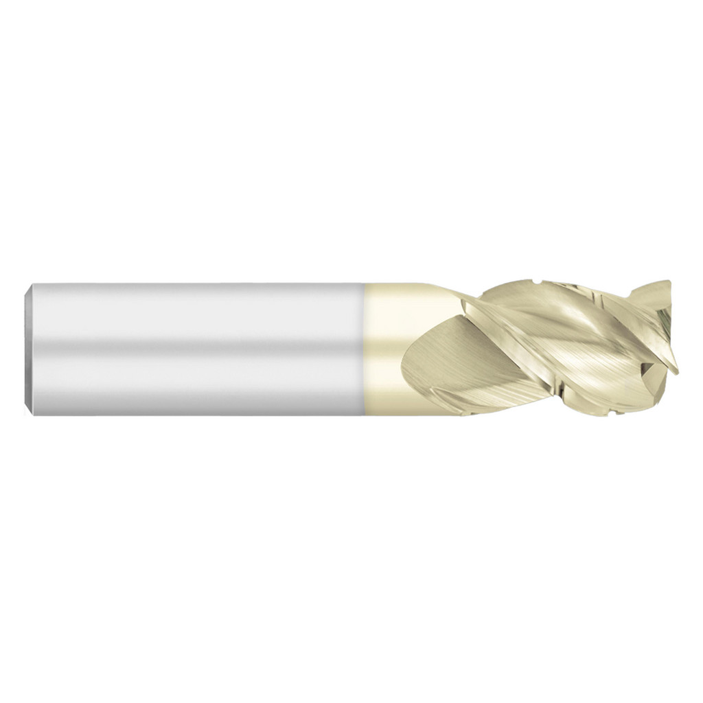 Titan USA Corner Radius End Mill: 3/4" Dia, 1" LOC, 0.0300" Radius, 3 Flute, Solid Carbide - 3" OAL, 3/4" Shank Dia, 45 deg Helix, ZrN Finish, Single