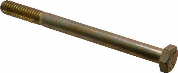 Value Collection 454097PR Hex Head Cap Screw: 5/16-18 x 3-3/4", Grade 8 Steel, Zinc Yellow Dichromate Finish Image