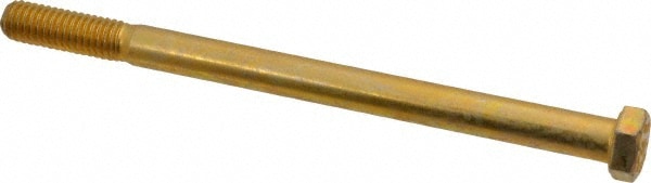 Made in USA MSC39069 Hex Head Cap Screw: 3/8-16 x 5-1/2", Grade 8 Steel, Zinc Yellow Dichromate Finish Image