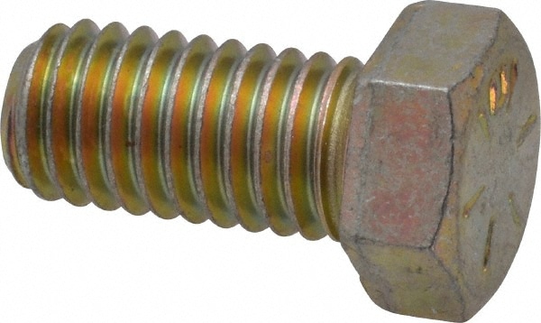 Made in USA MSC67425926-1 Hex Head Cap Screw: 7/16-14 x 7/8", Grade 8 Steel, Zinc Yellow Dichromate Finish Image