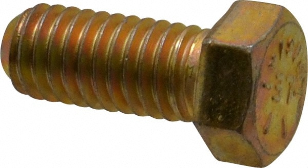 Made in USA MSC39079 Hex Head Cap Screw: 7/16-14 x 1", Grade 8 Steel, Zinc Yellow Dichromate Finish Image