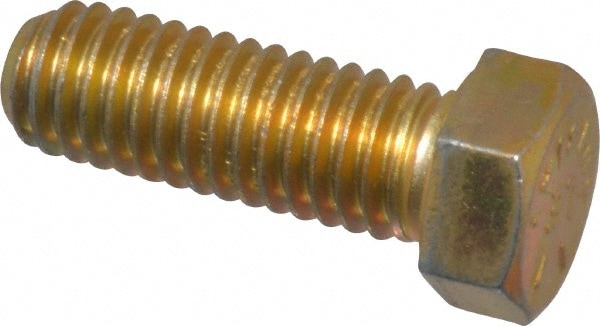 Made in USA 39080 Hex Head Cap Screw: 7/16-14 x 1-1/4", Grade 8 Steel, Zinc Yellow Dichromate Finish Image