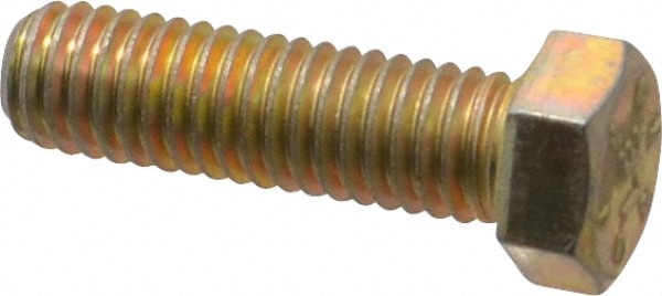 Made in USA 39081 Hex Head Cap Screw: 7/16-14 x 1-1/2", Grade 8 Steel, Zinc Yellow Dichromate Finish Image