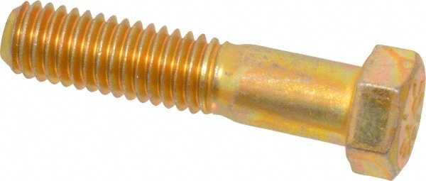 Made in USA 39083 Hex Head Cap Screw: 7/16-14 x 2", Grade 8 Steel, Zinc Yellow Dichromate Finish Image