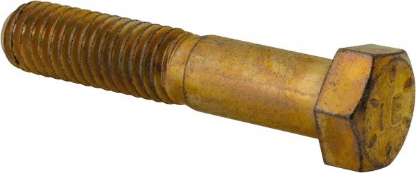 Made in USA 39084 Hex Head Cap Screw: 7/16-14 x 2-1/4", Grade 8 Steel, Zinc Yellow Dichromate Finish Image