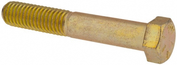 Made in USA MSC39086 Hex Head Cap Screw: 7/16-14 x 2-3/4", Grade 8 Steel, Zinc Yellow Dichromate Finish Image