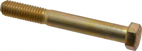 Made in USA 39089 Hex Head Cap Screw: 7/16-14 x 3-1/2", Grade 8 Steel, Zinc Yellow Dichromate Finish Image